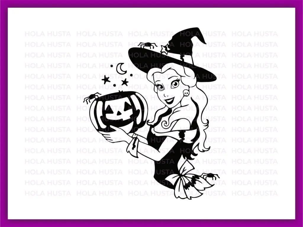 Belle Halloween SVG Beauty and The Beast Princess Pumpkin Outline Silhouette