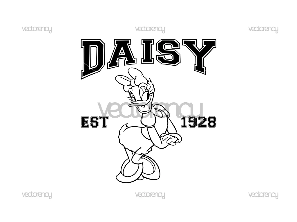 Daisy Duck Est 1928 Outline SVG Family Trip PNG