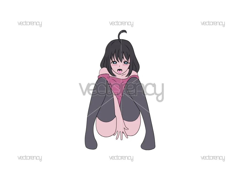 Anime Ahegao Hentai Ecchi Girl Vector PNG