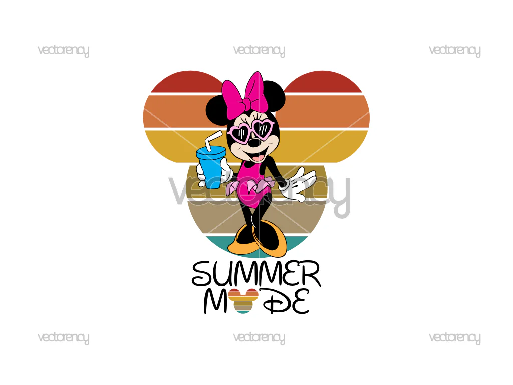 Minnie Mouse Summer Mode PNG Summer Vacation SVG Vector