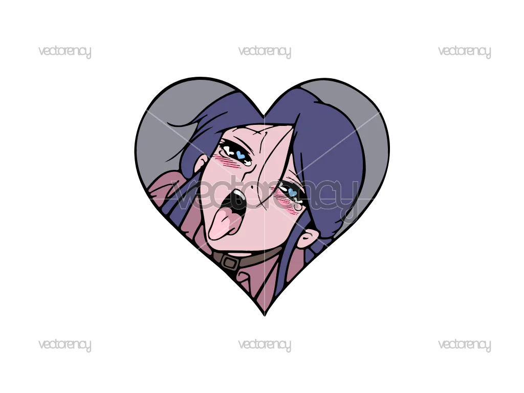 Anime Ahegao Love Frame Girl Vector PNG