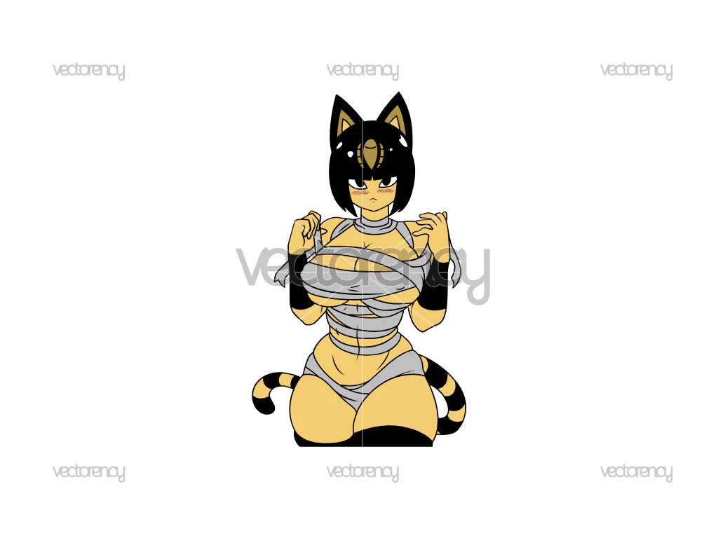 Egyptian Cat Pharaoh Ankha Neko Anime Ahegao Vector