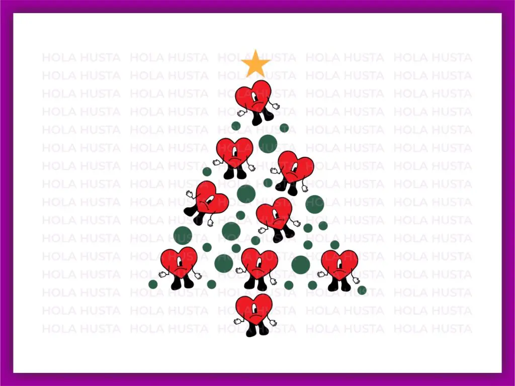 Bad Bunny Christmas Tree Heart SVG EPS