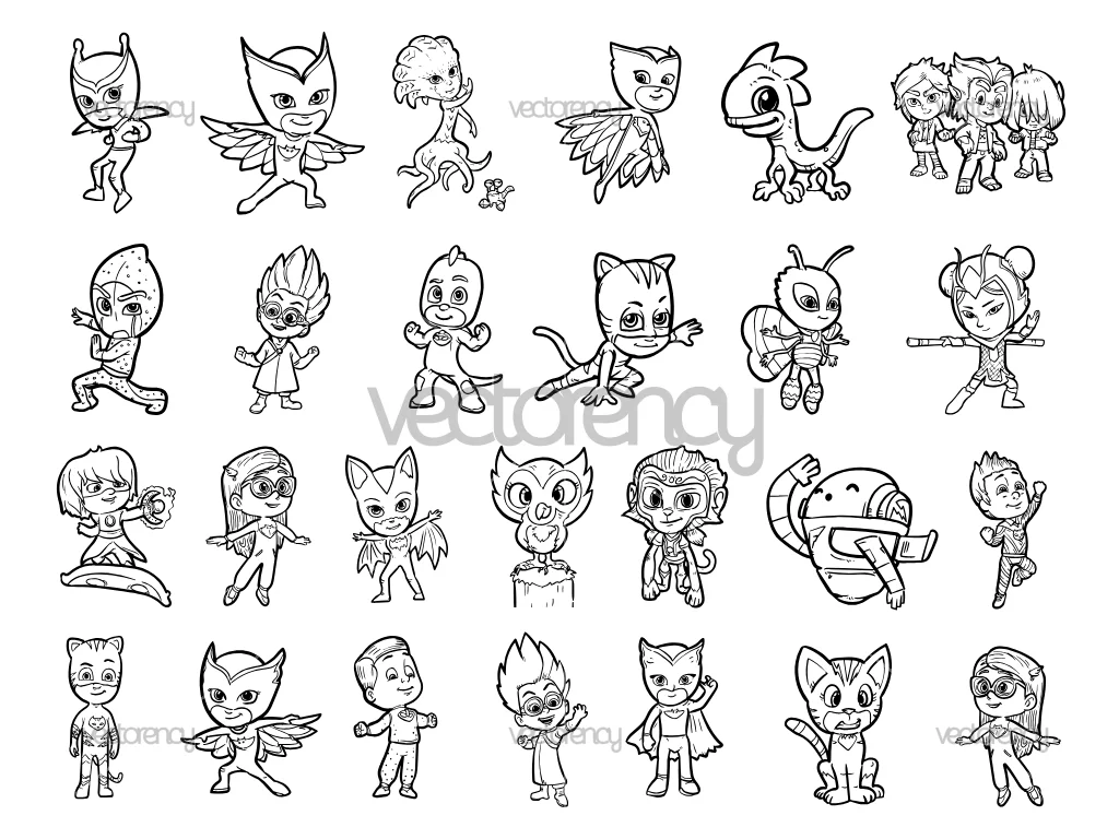 PJ Masks Outline SVG PNG