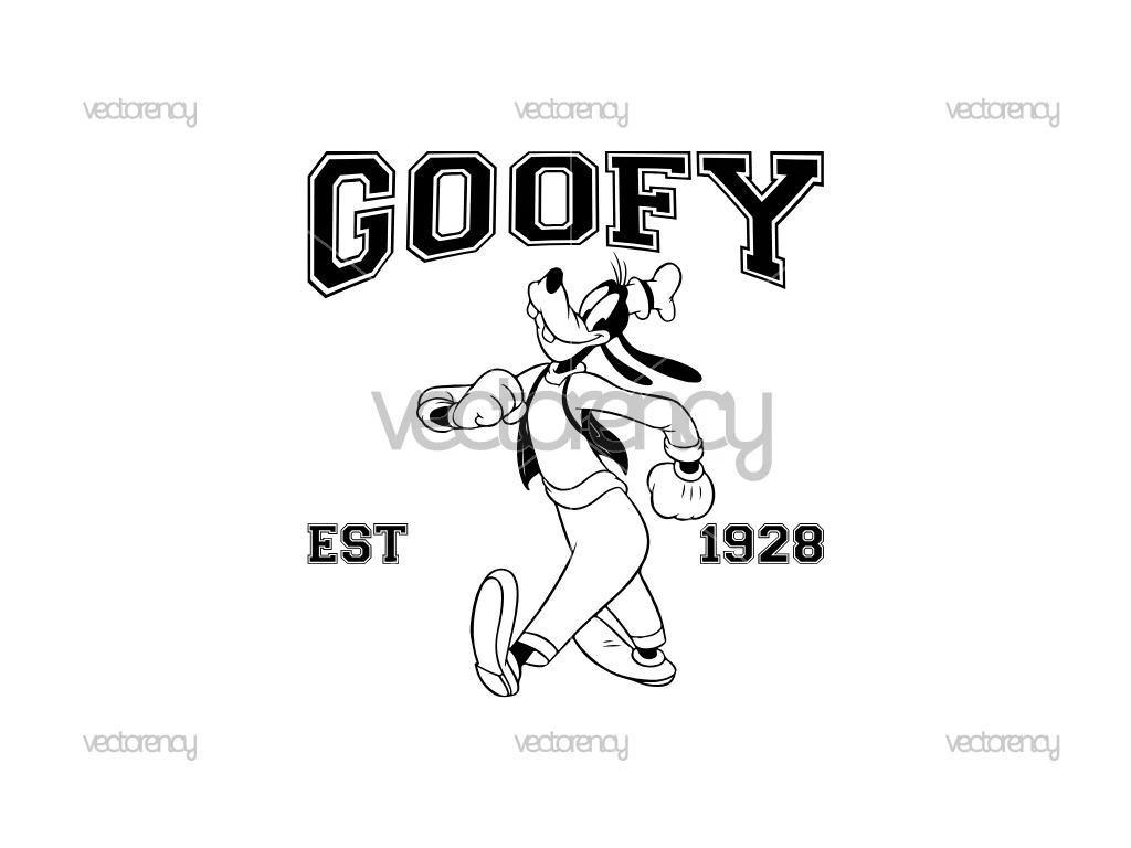 Goofy Dog Est 1928 Outline SVG Magical Kingdom Vector