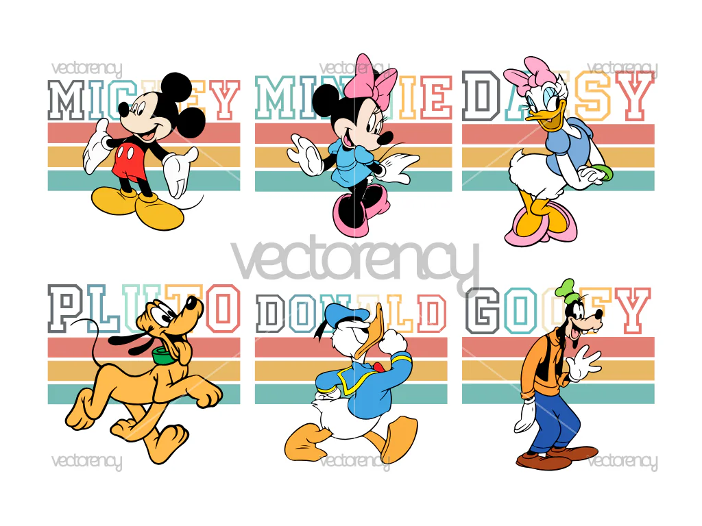 Mickey Mouse Bundle Retro Mouse And Friends SVG Family Vacation PNG