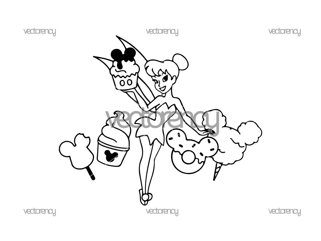 Tinkerbell Snacks SVG Silhouette Outline Vector