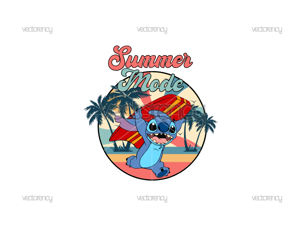 Stitch Retro Summer Mode Summer Trip Vacay Mode Magical Kingdom SVG PNG Vector