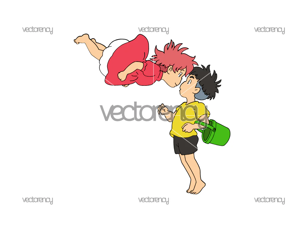 Ponyo and Sousuke Ghibli SVG Vector