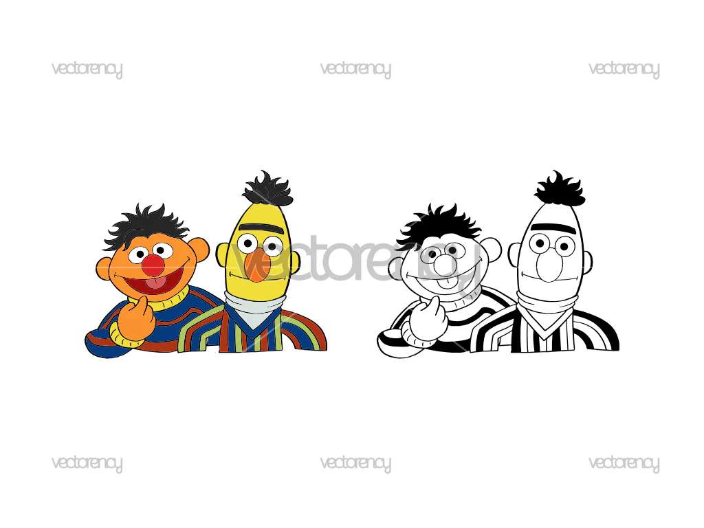 Bert And Ernie Sesame Street Clipart Vector PNG