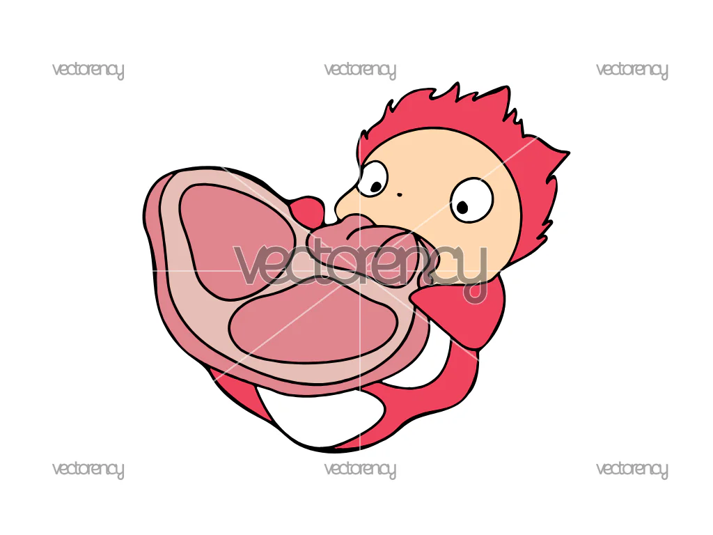 Ponyo Eats Ham Vector PNG