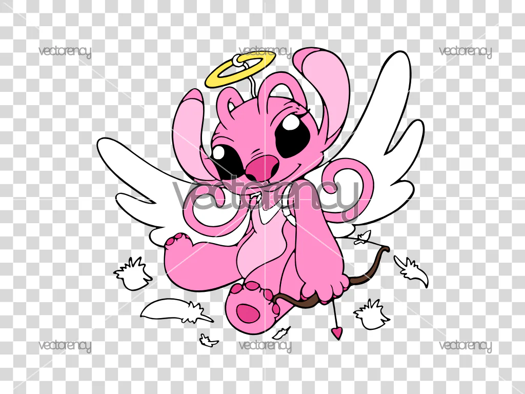 Valentine's Day Stitch PNG Stitch and Angel Cupid SVG