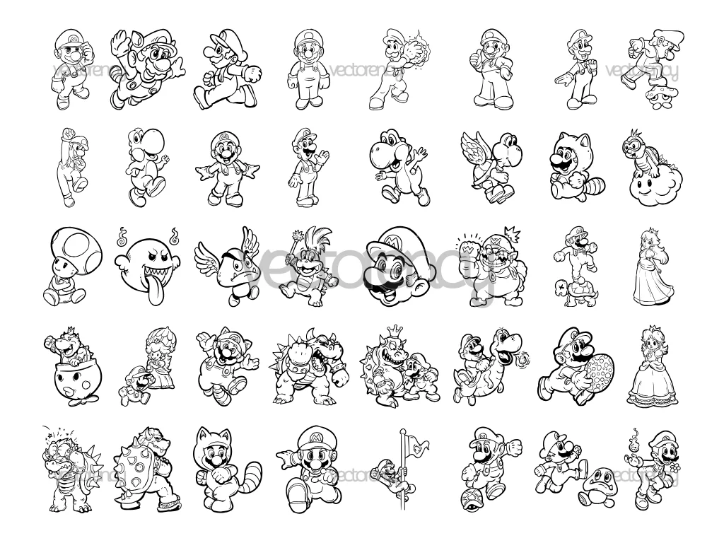 Super Mario Bros Outline SVG