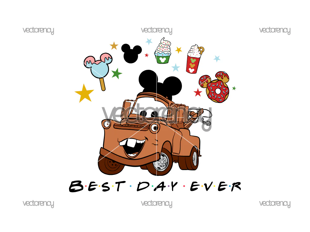 Cars Mater Best Day Ever PNG Mouse Snacks PNG Family Vacation