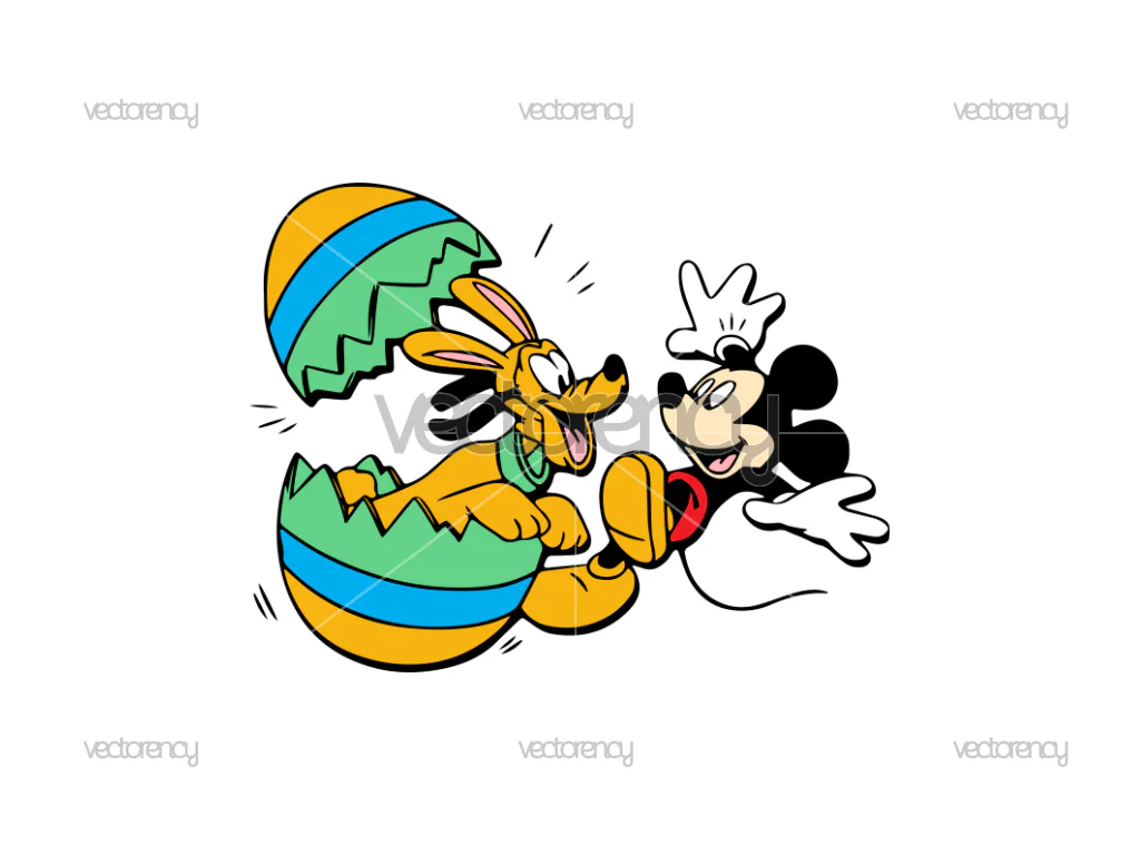 Mickey and Pluto Easter Egg SVG
