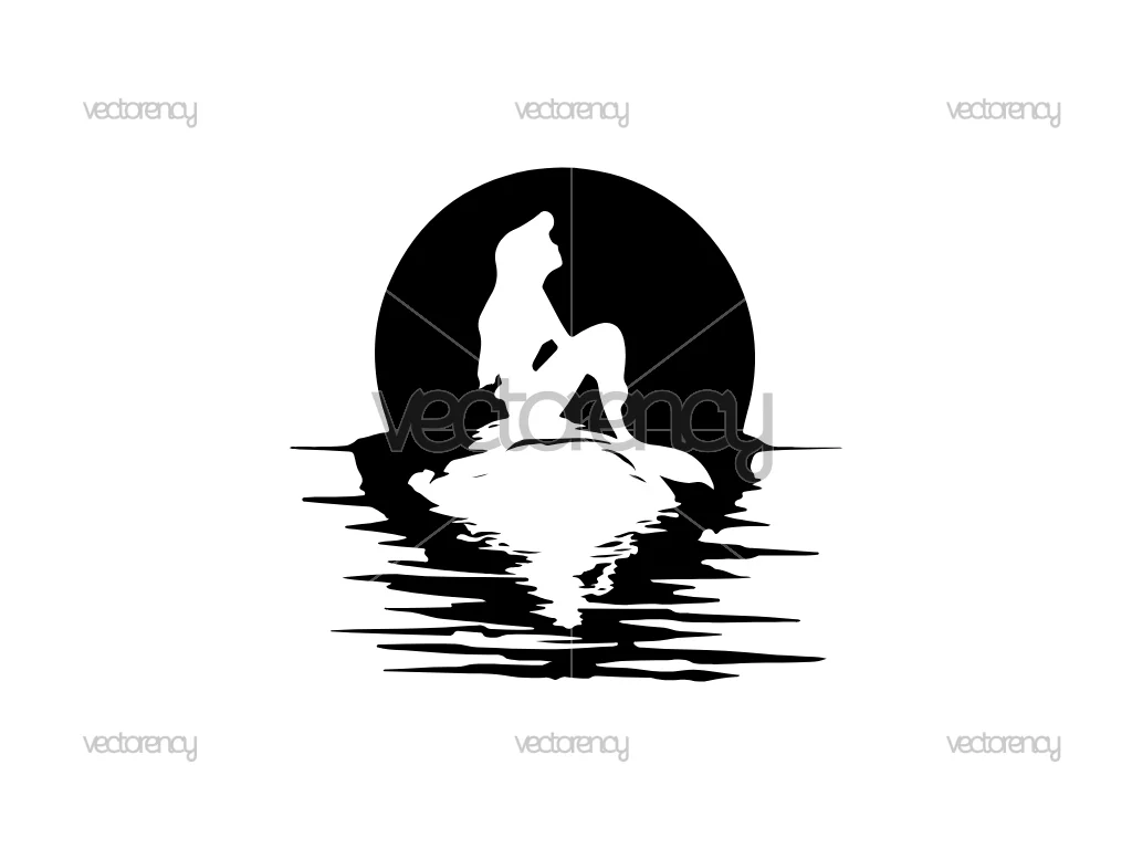 The Little Mermaid, Disney, Under the Sea, Ariel Silhouette Vector