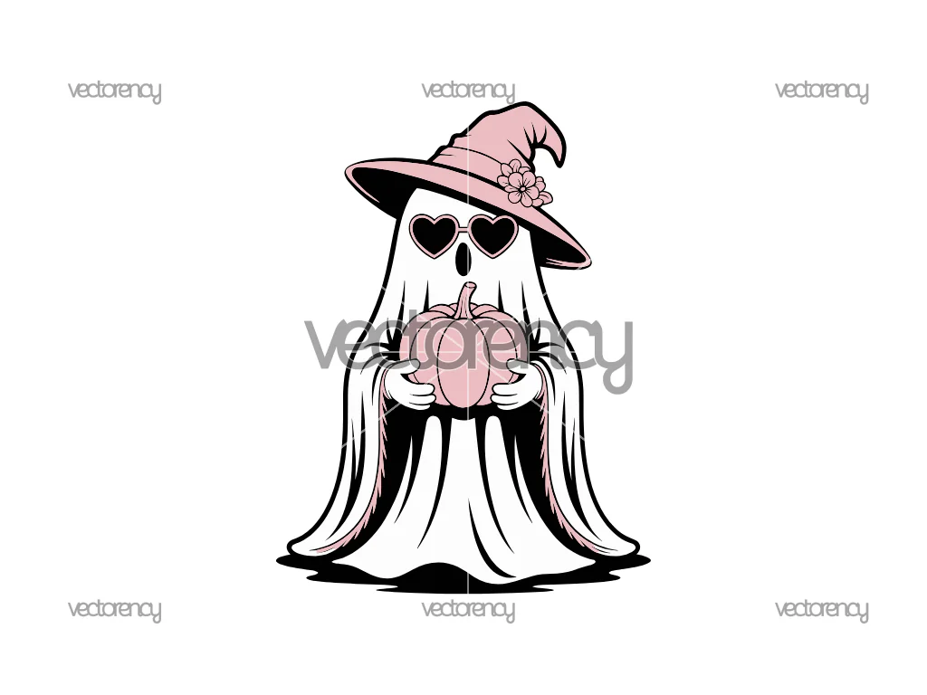 Cute Pink Ghost SVG