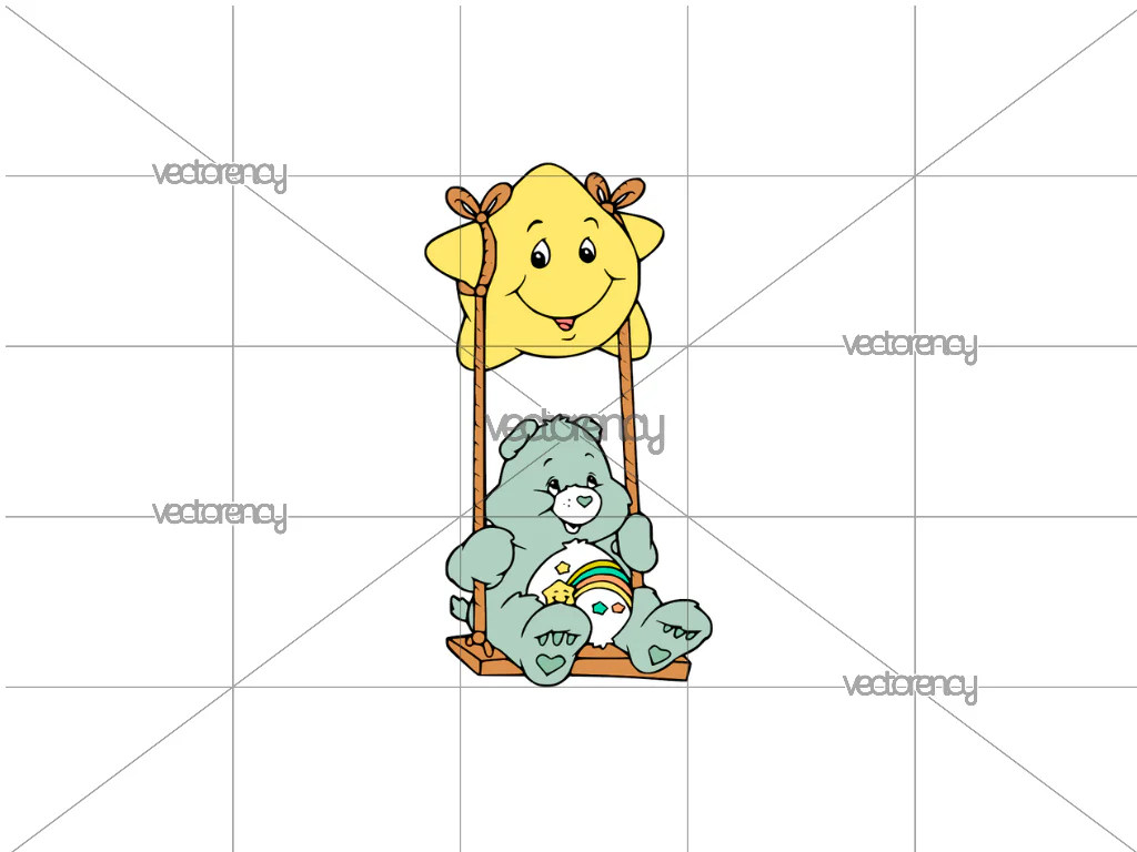 The Swear Bear PNG Playing on a Swing Star SVG Clipart