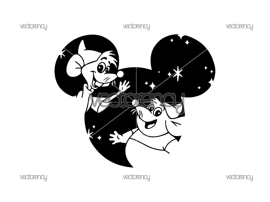 Gus Gus Jack Ears SVG Cinderella Vector