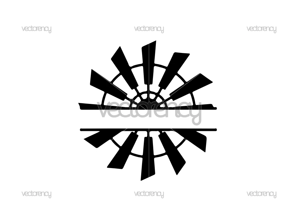 Windmill Monogram Vector SVG