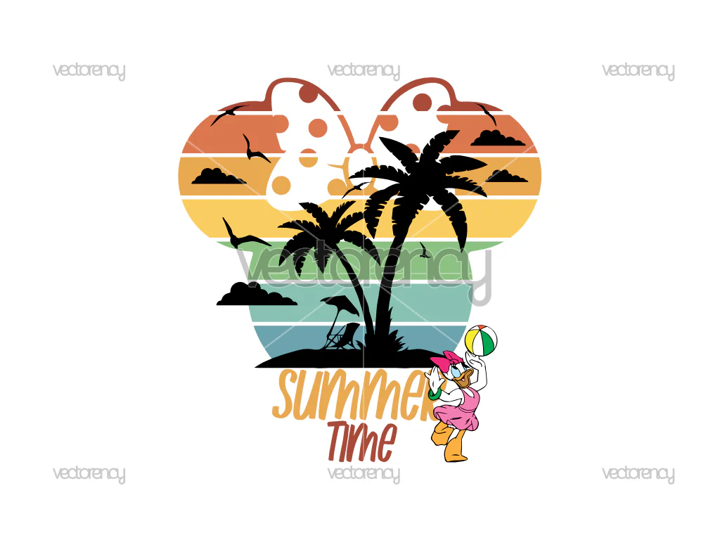 Daisy Duck Summer Time SVG Family Vacation Mouse Head Vector SVG