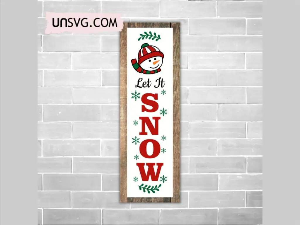 Let It Snow Vertical Christmas SVG With Snowman