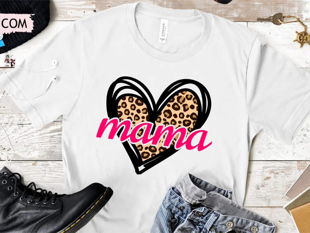 Mama Leopard Print Heart SVG Cut File