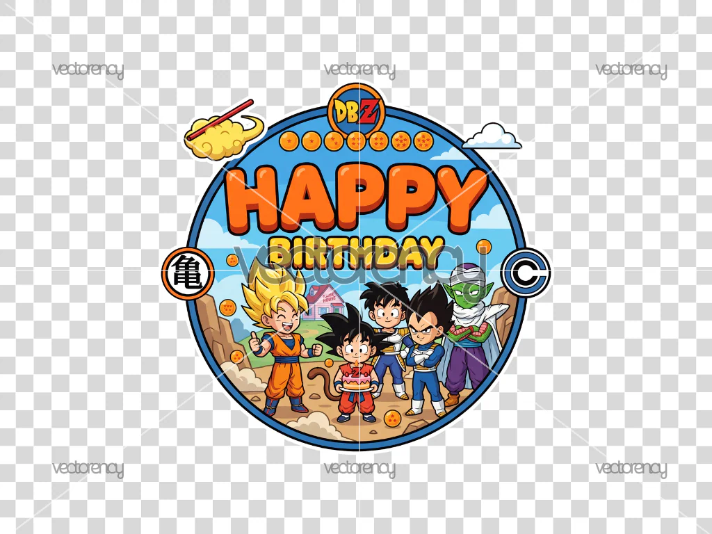 Dragon Ball Happy Birthday PNG Cake Topper Printable