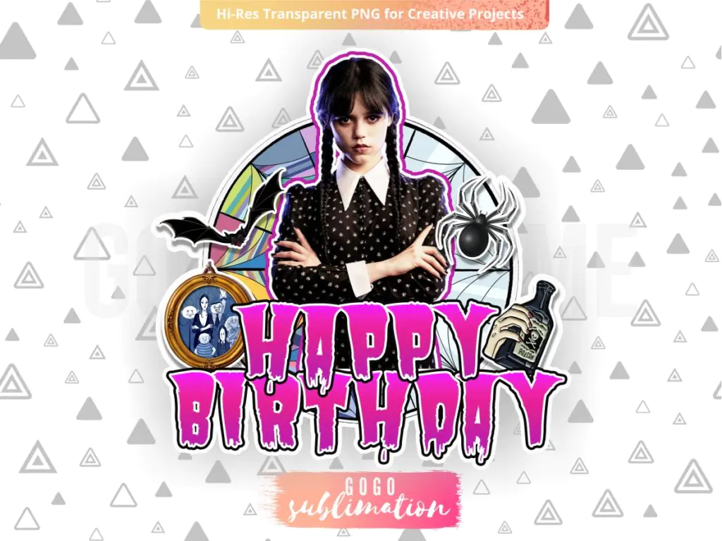 Wednesday Addams Cake Topper Printable PNG