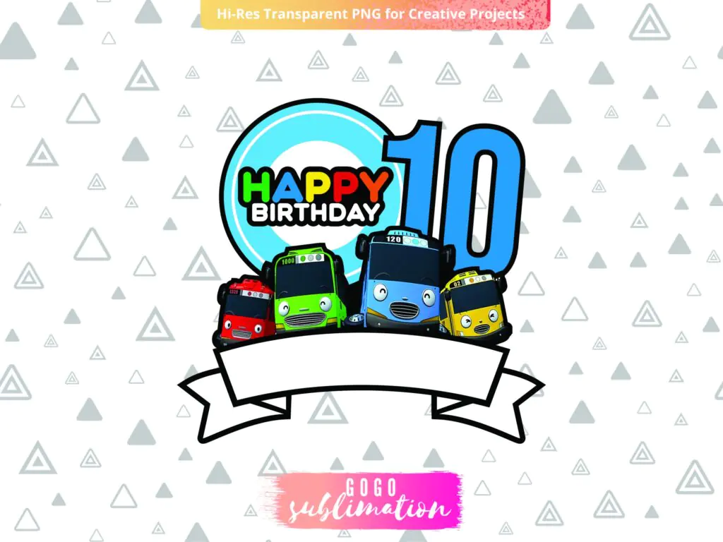 Tayo Birthday Number 10 Cake Topper Printable