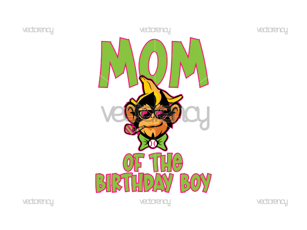 Mom of The Birthday Boy Party Animals Baseball PNG File