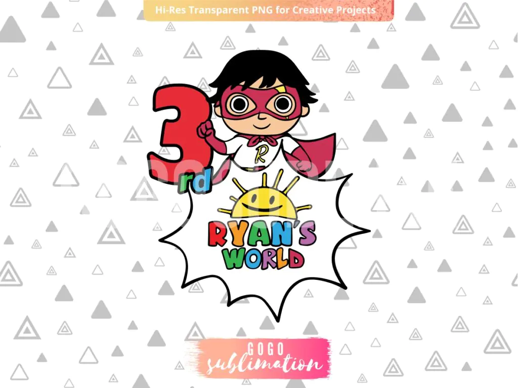 Ryan’s World Birthday 3rd Boy PNG Printable