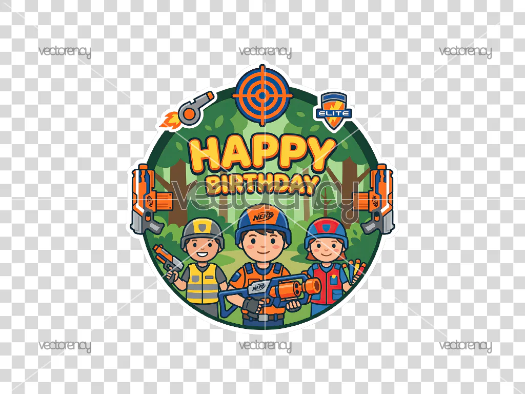 Nerf-Themed Cake Topper PNG Download
