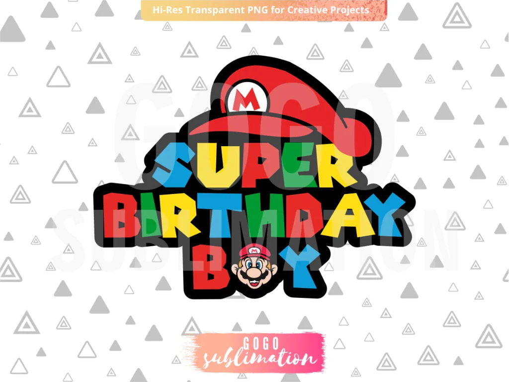 Super Mario Birthday Cake Topper PNG