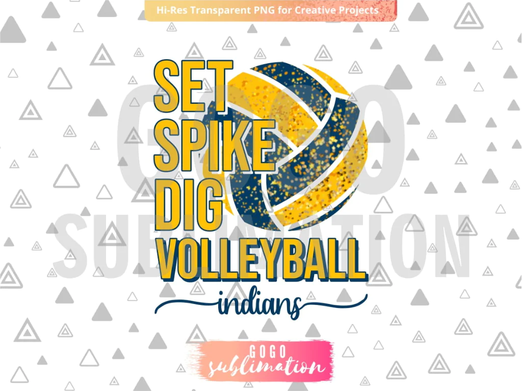 Volleyball Set Spike Dig Indians Digital PNG Sublimation Design