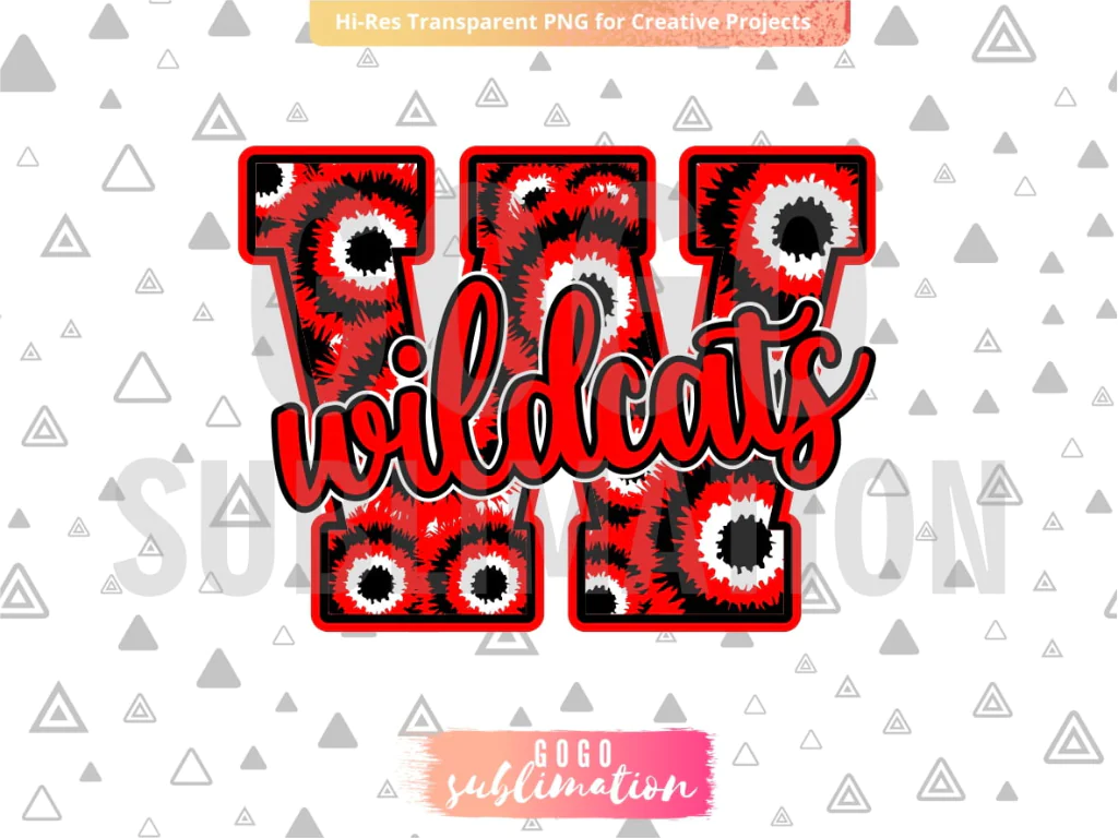 Wildcats Red Tie Dye PNG Sublimation Design