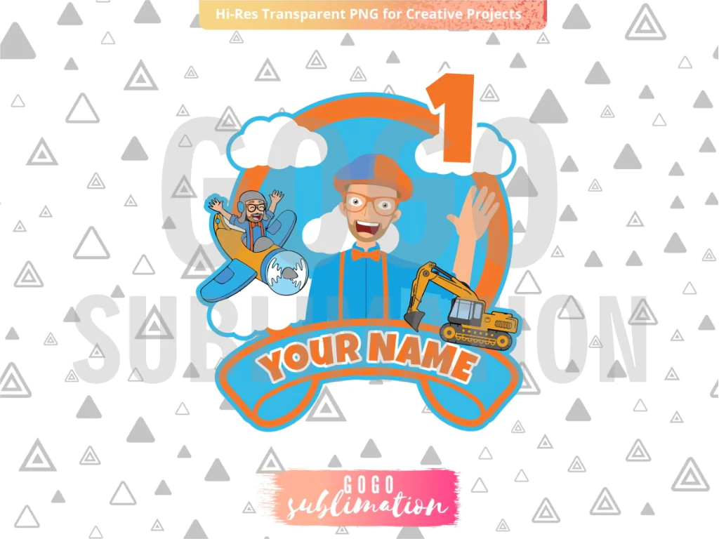 BLIPPI Cake Topper PNG Printable Birthday Number 1