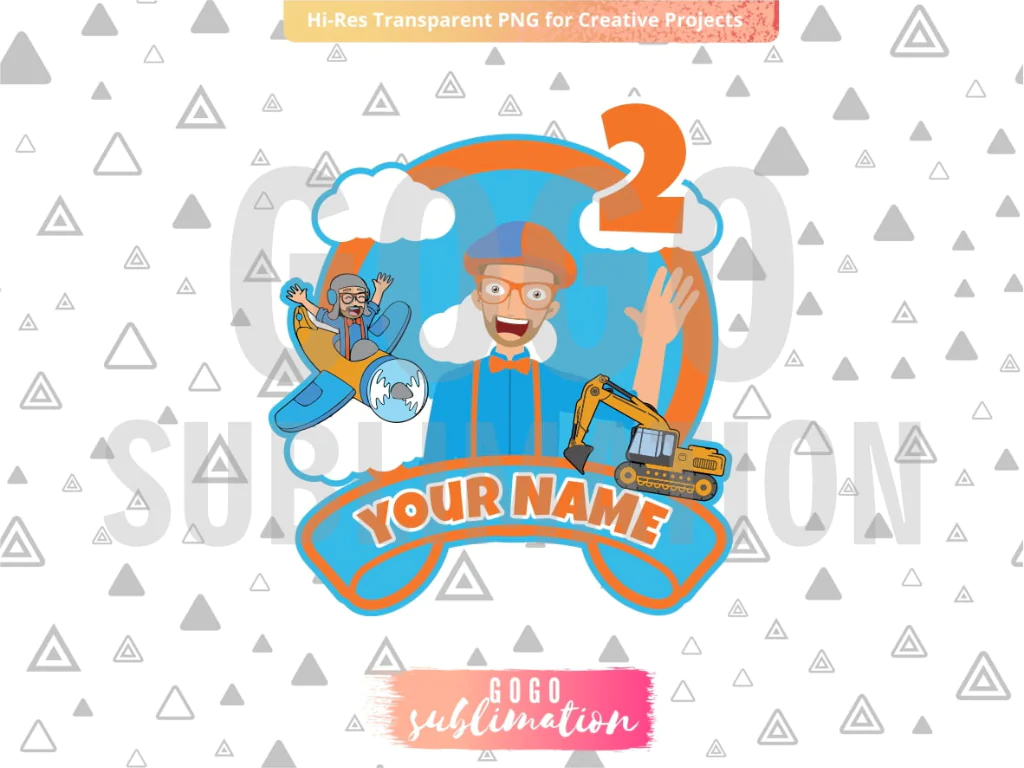 BLIPPI Cake Topper PNG Printable Birthday Number 2