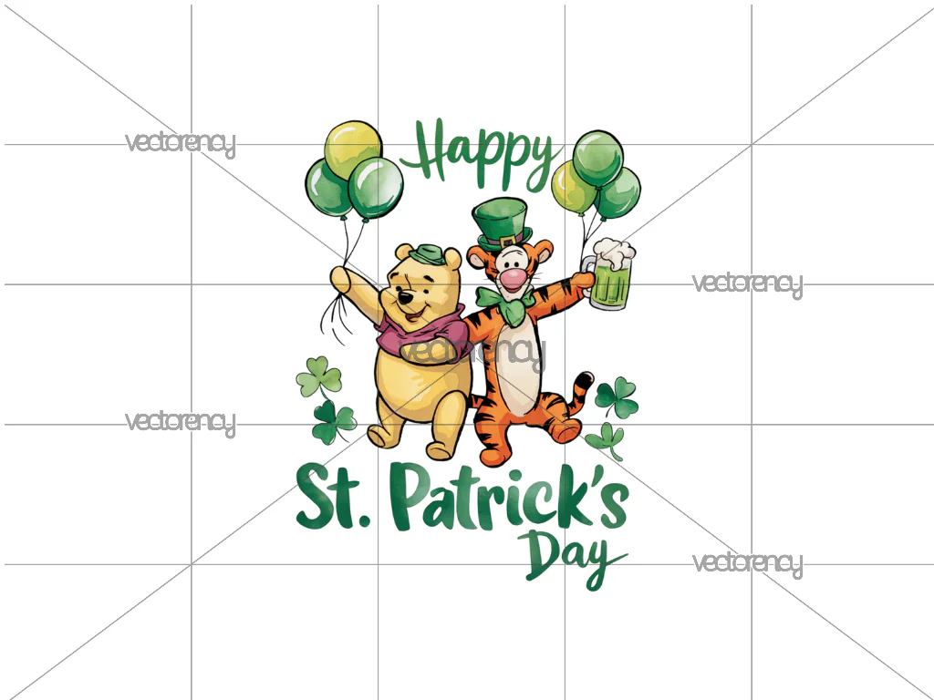 Winnie the Pooh and Tigger St. Patrick's Day PNG