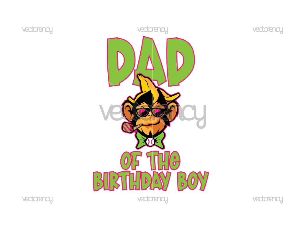Dad of The Birthday Boy Party Animals Baseball PNG File
