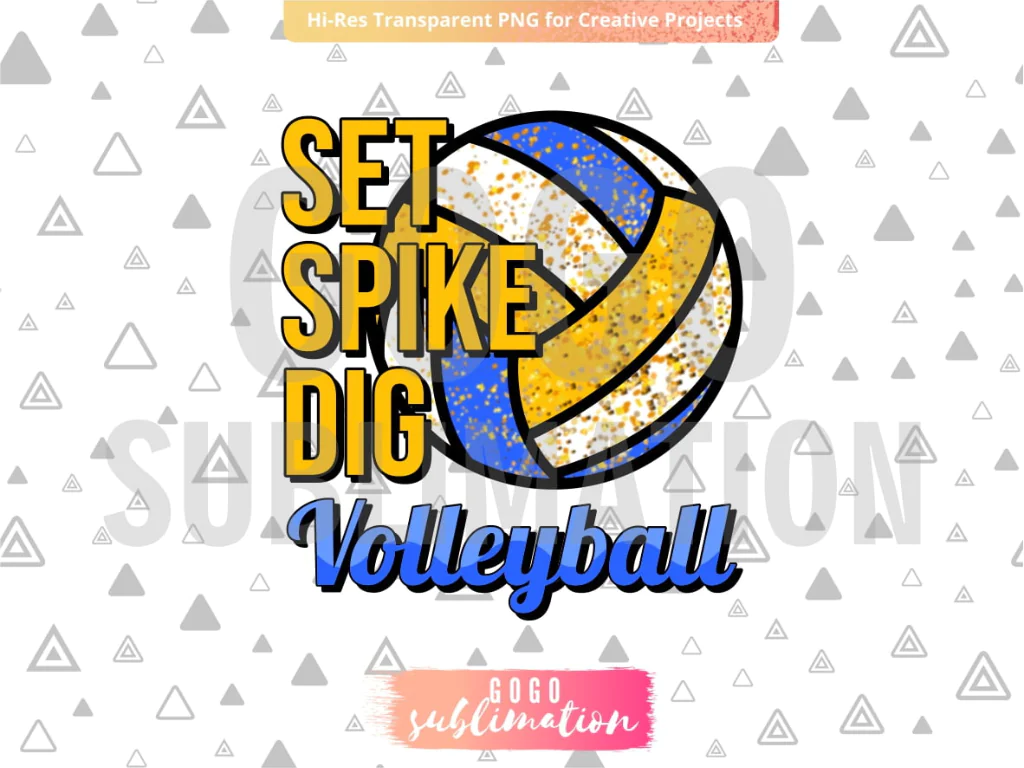 Volleyball Set Spike Dig PNG Sublimation Design