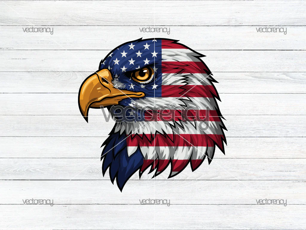 Eagle Head American Flag Clipart, Patriotic PNG, USA Flag Eagle Design, Digital Download