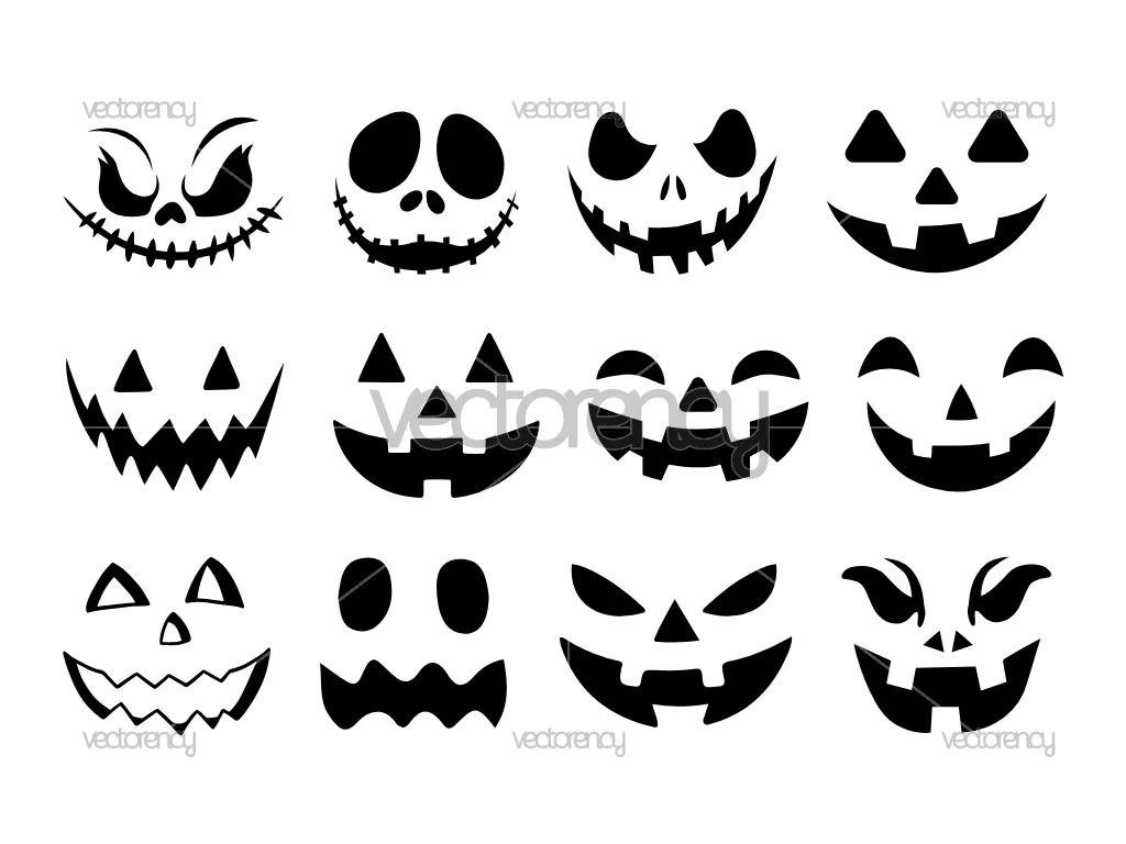 Pumpkin Face SVG Cut Files, Jack O Lantern Faces, Halloween