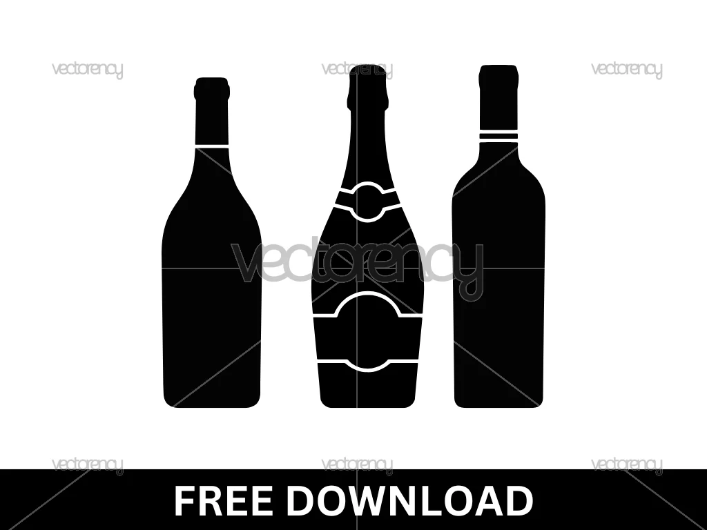 3 Wine Bottle SVG Free