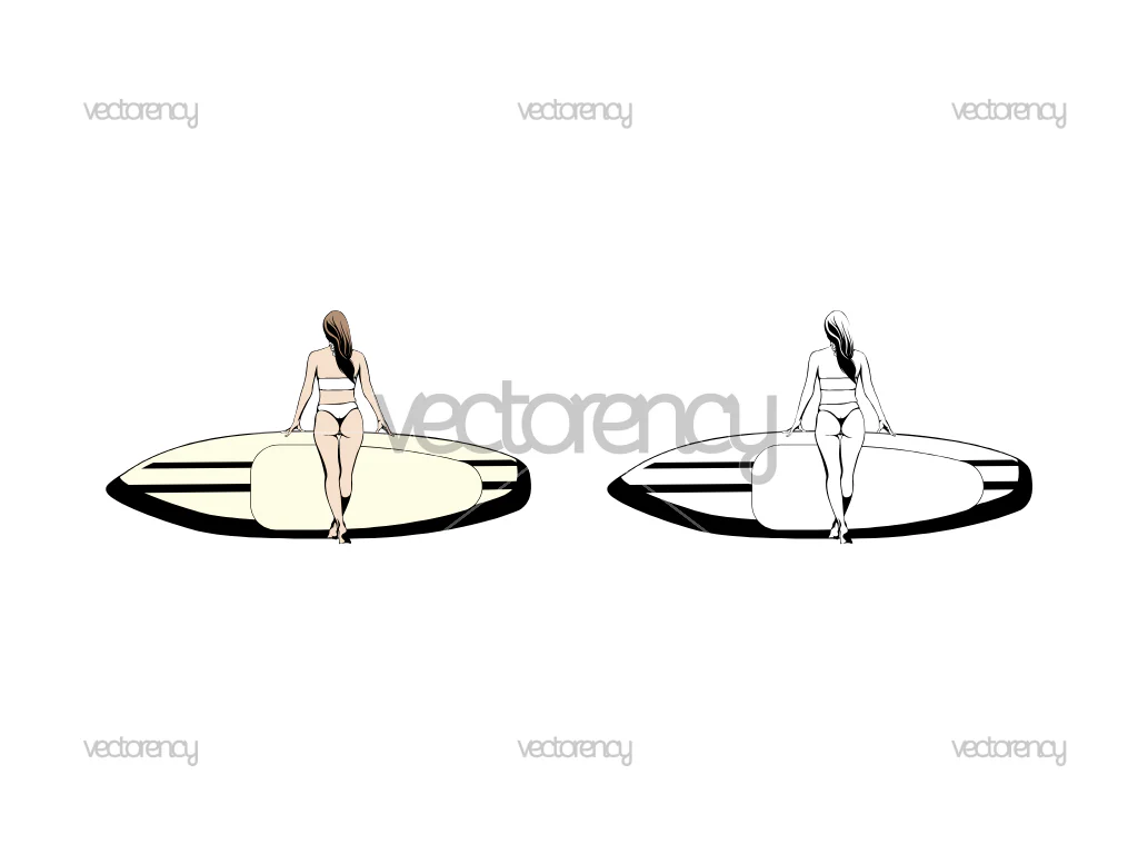 Surf Girl Vector Illustration Download Clipart