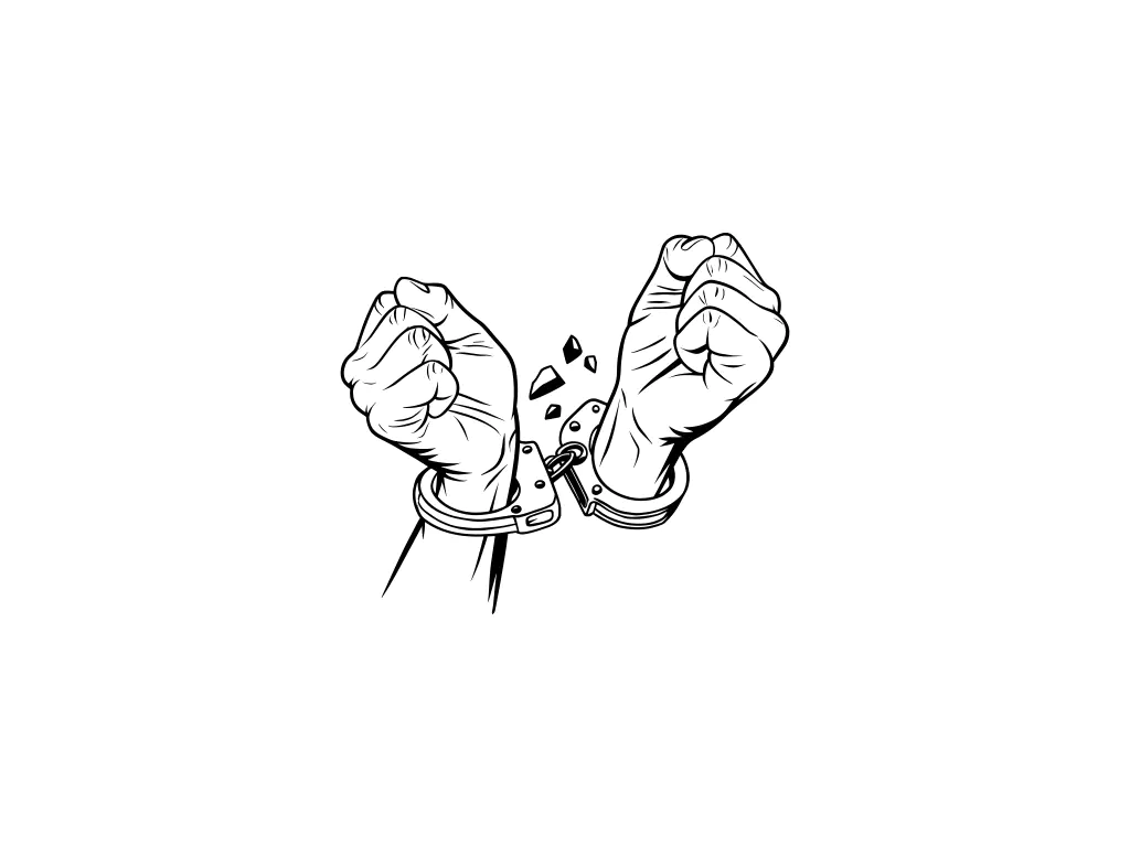 Hand with a Broken Handcuff Chain Vector Download