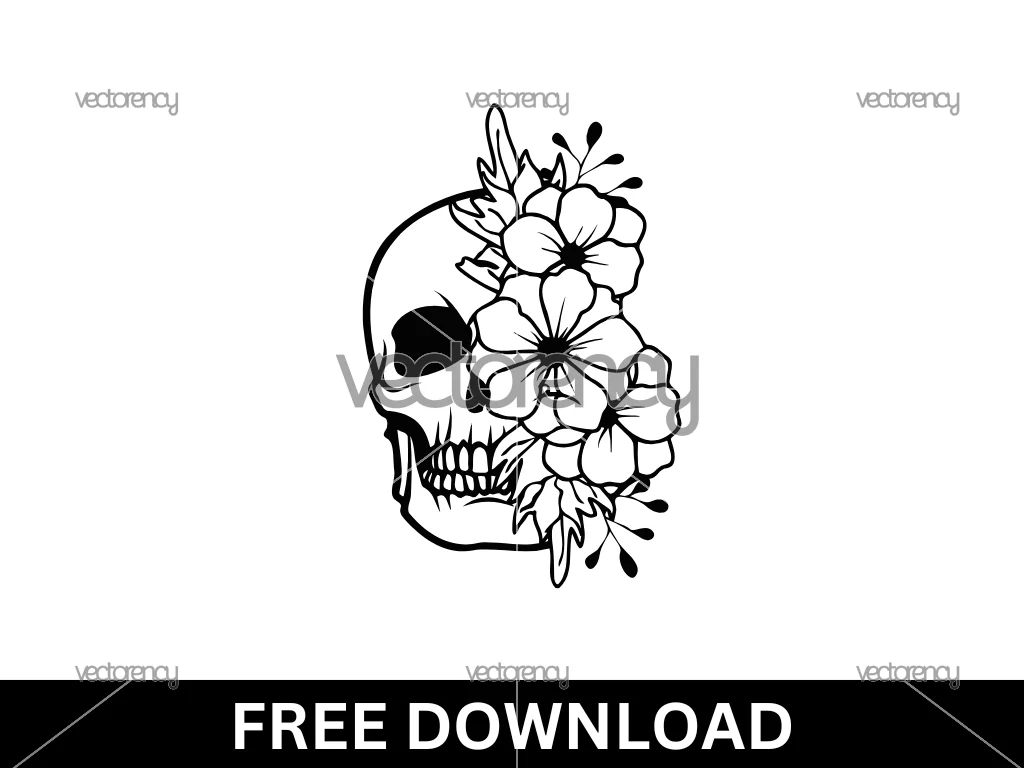 Skull Head Flower Cut File