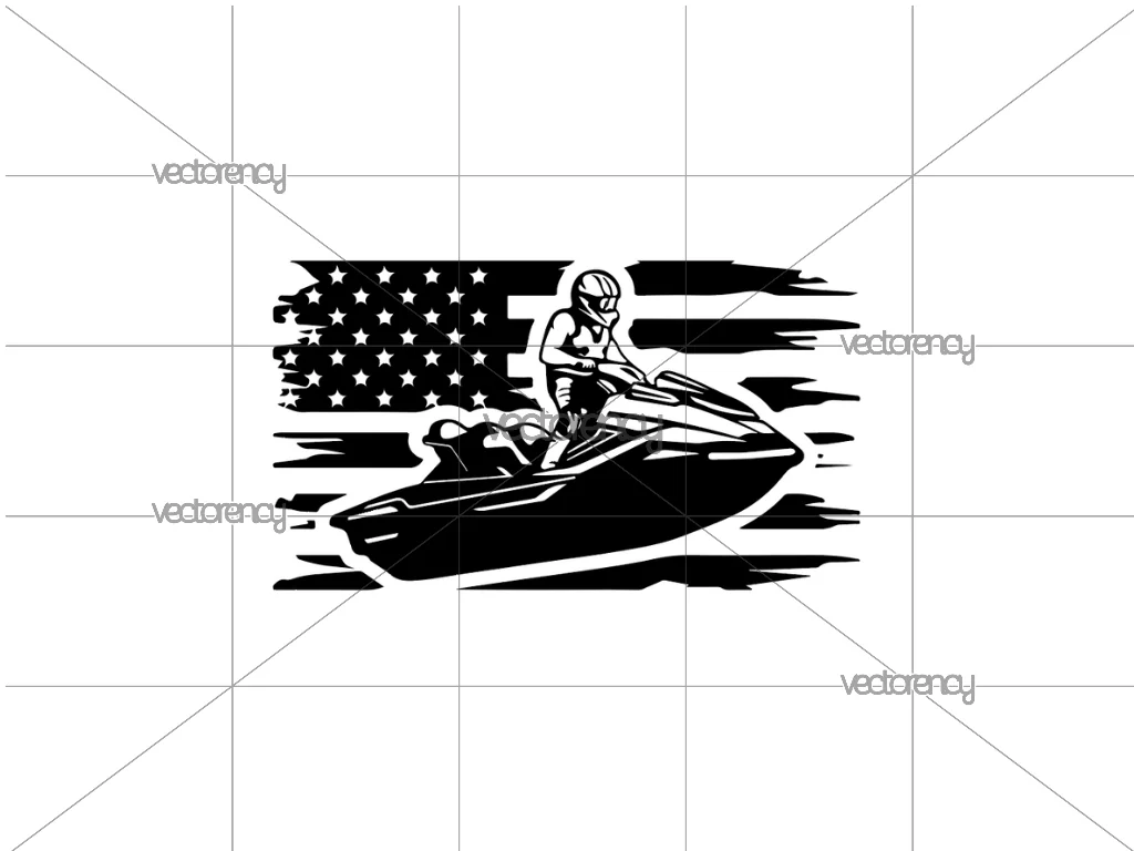 Jet Ski US Flag SVG Cricut Free