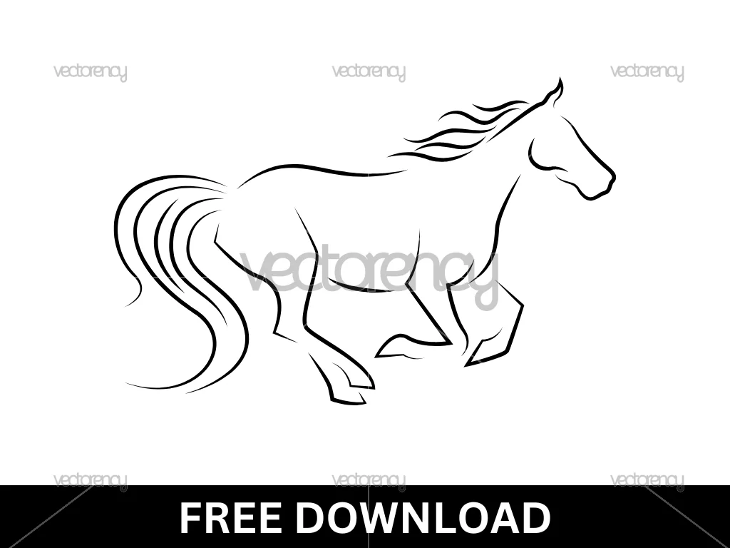 Horse Line Art SVG Free Download