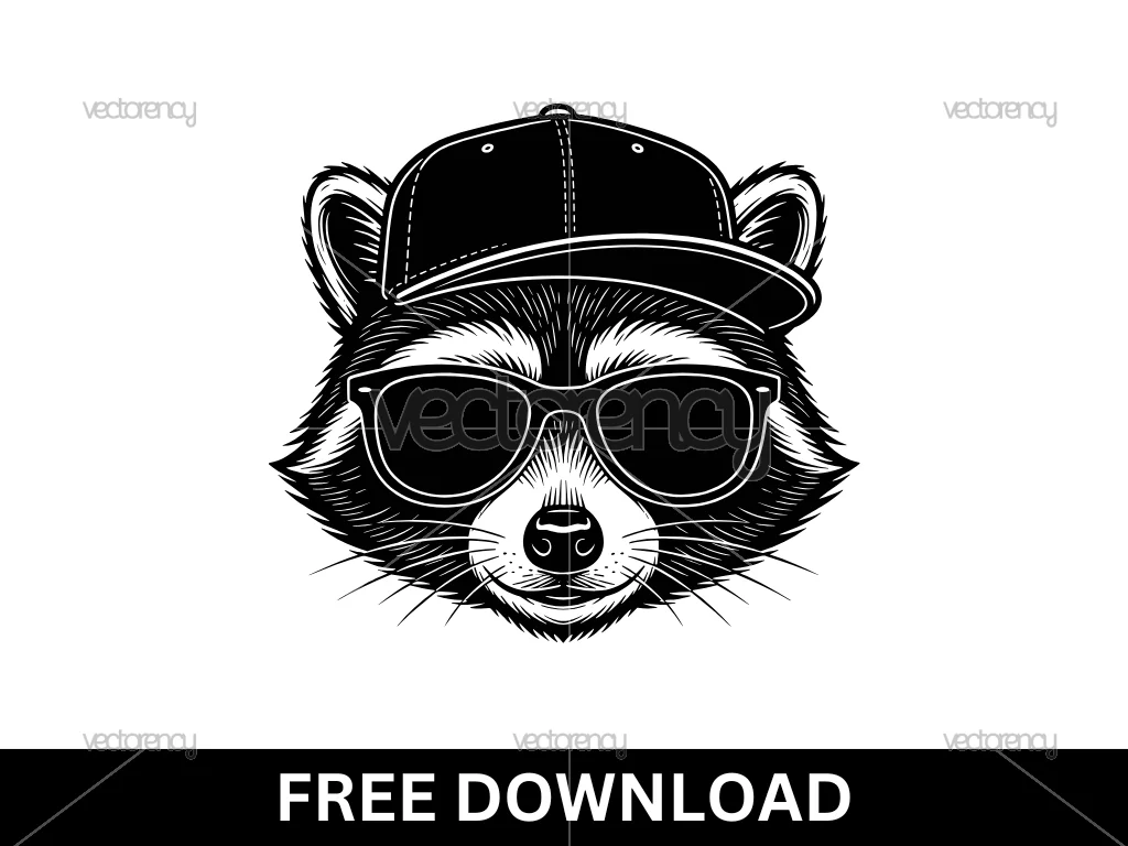 Free Raccoon Face with Sunglasses Vector SVG